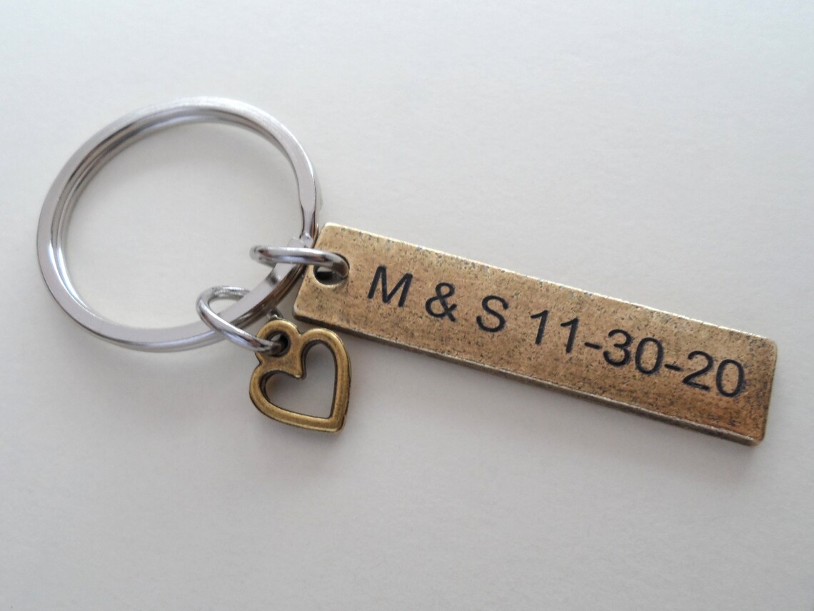 Antique Bronze Keychain Bronze Gift Couples Keychain Etsy