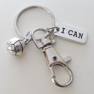 Volleyball Keychain, I Can Charm & Clasp, Graduation Gift Keychain, Volleyball Player Keychain, Volleyball Team Gift, Encouragement Gift