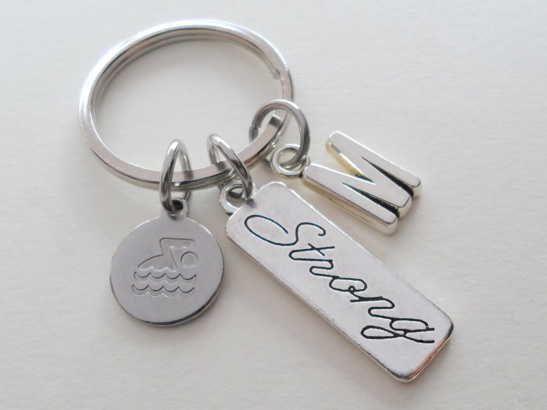 Swimmer Keychain Swimming Keychain Swim Keychain Initial Etsy