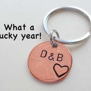 Personalized Penny Keychain, Couples Keychain, Lucky Penny, Anniversary Gift, Husband Wife Key Chain, Boyfriend Girlfriend Gift, Customized Bild 3