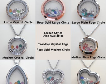 Clear locket shop with charms inside