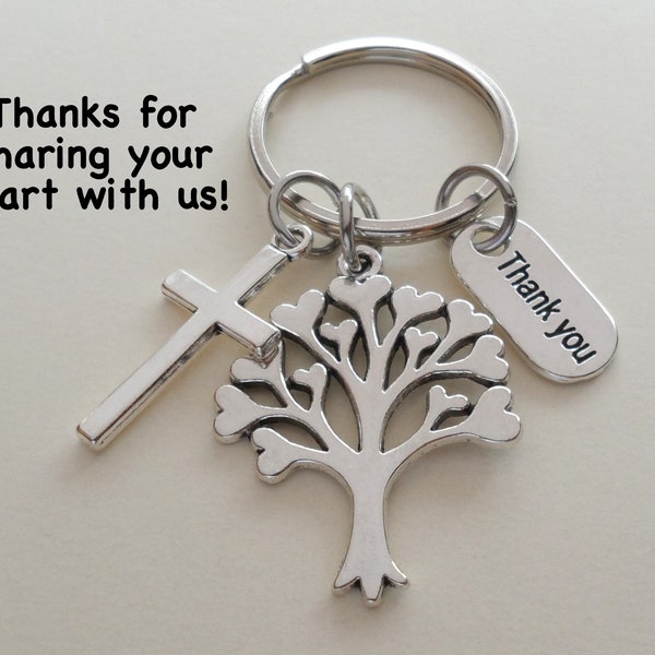 Tree & Cross Charm Keychain, Religious Teacher Appreciation Gift, Gift for Mom, Grandma, Teacher Gift, School Volunteer Gift, Staff Gift