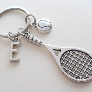 Tennis Keychain, Tennis Player Keychain, Tennis Racquet and Tennis Ball Keychain, Tennis Gift, Sport Keychain, Team Gift, Initial Charm