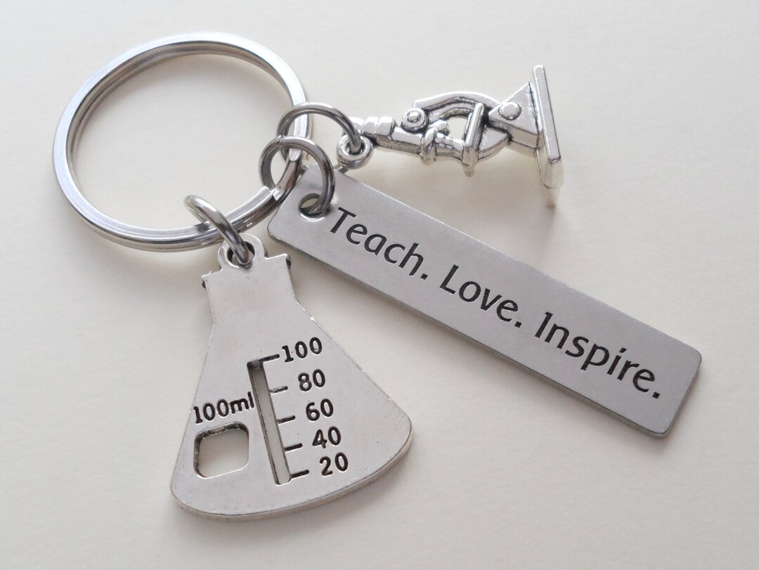 Laboratory Beaker & Microscope Keychain Teacher Appreciation Etsy