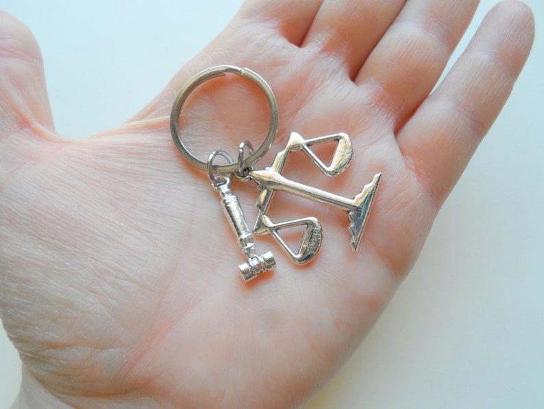 Scales of Law & Justice Keychain, Judges Gavel, Lawyer Keychain