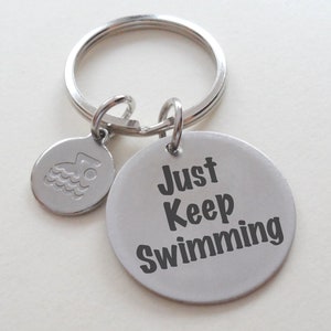 Swim Team Keychain, Swimming Keychain, Swim Keychain, Swimmer Charm with Custom Engraved Disc, Team Gift, Teacher Gift, Coach Gift