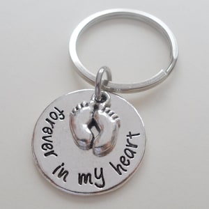 Forever in My Heart Baby Feet Keychain, Mommy's Keychain, Daddy's Keychain, Father's Keychain, Memorial Keychain Gift, Miscarriage Keychain Without RectangleTag