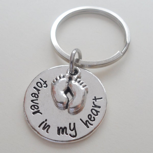 Forever in My Heart Baby Feet Keychain, Mommy's Keychain, Daddy's Keychain, Father's Keychain, Memorial Keychain Gift, Miscarriage Keychain