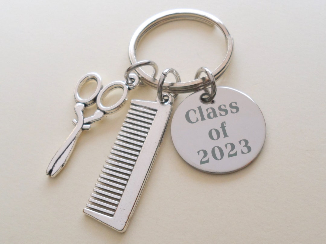 Class of 2025 Keychain With Hair Stylist Charms, Graduation Gift 