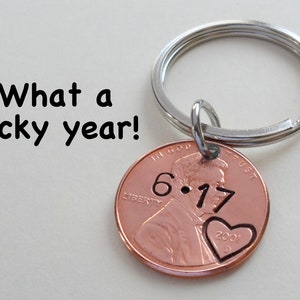 Penny Keychain, Couples Keychain, Lucky Penny, Anniversary Gift, Husband Wife Key Chain, Boyfriend Girlfriend Gift, Customized image 4