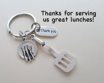 School Lunch Server Keychain, Appreciation Gift, Gift for School Lunch Lady, School Lunch Staff, Lunch Aide Gift, Cook Gift, Thank You Gift