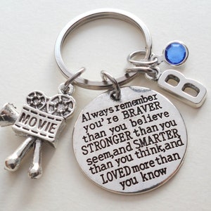 Braver Stronger Smarter Keychain with Movie Charm, Videographer Keychain, Director, Producer Gift Keychain, Actors Keychain, Graduate Gift