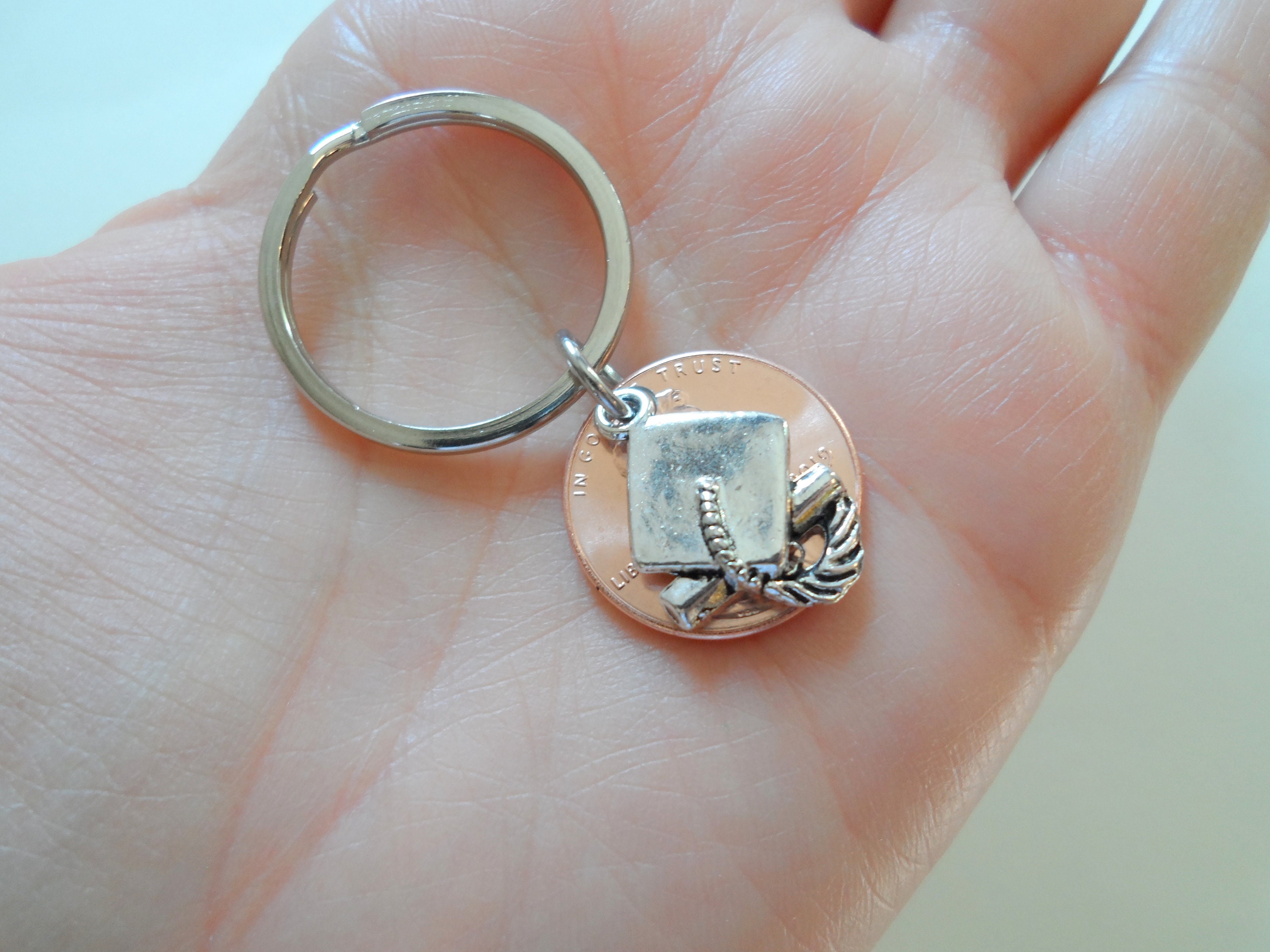 Cap and Diploma Penny Keychain Graduation Gift Lucky Penny - Etsy