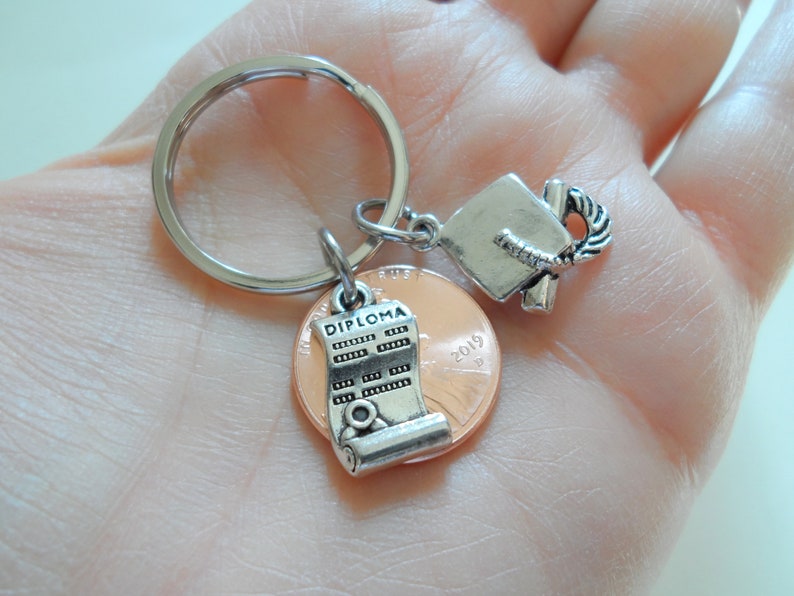 Diploma Penny Keychain Graduation Gift Lucky Penny Keychain | Etsy