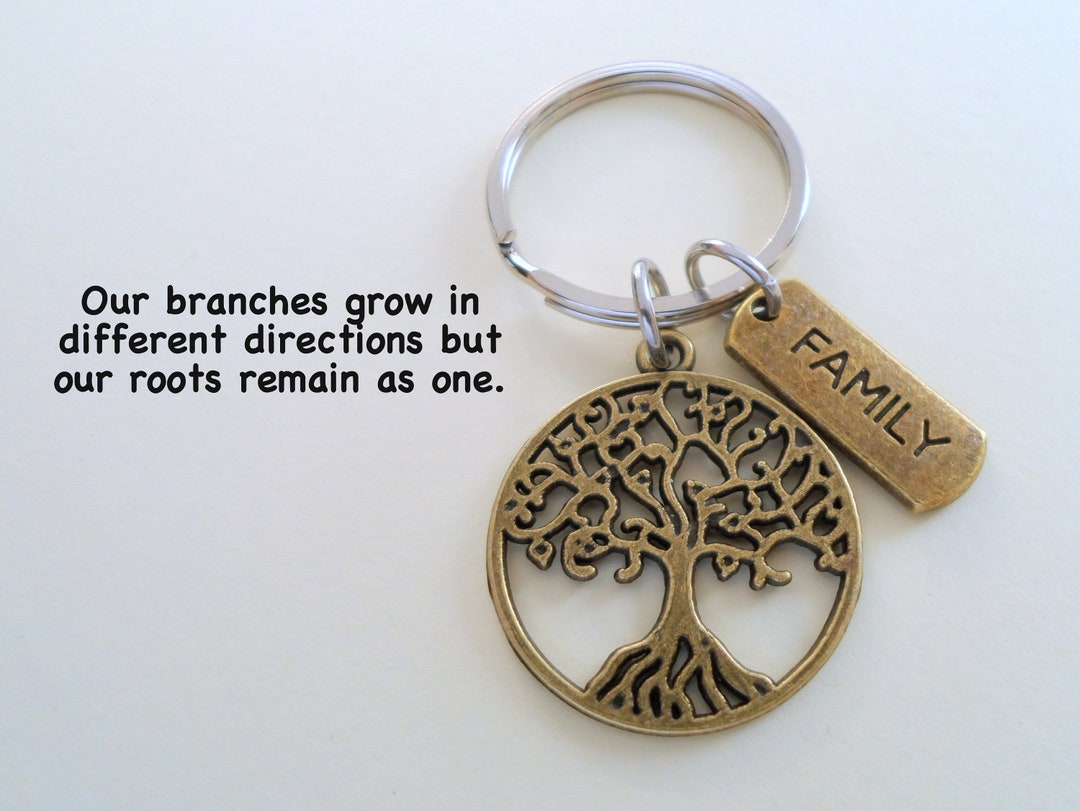 Bronze Family Tree Keychain, Family Reunion Gift Keychain, Family