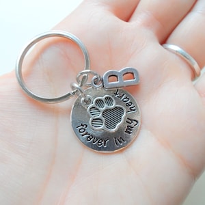 Paw Print Keychain, Remembrance Keychain, Dog Keychain, Pet Memorial Keychain, Customized Keychain Gift, Initial Charm, Forever in My Heart image 4