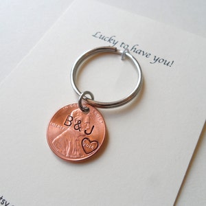 Personalized Penny Keychain, Couples Keychain, Lucky Penny, Anniversary Gift, Husband Wife Key Chain, Boyfriend Girlfriend Gift, Customized Bild 5