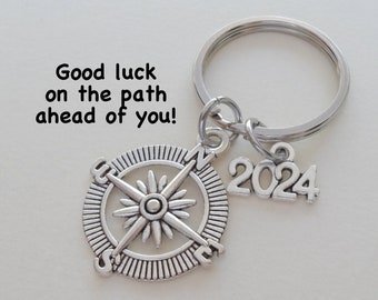 Compass Keychain, Graduation Gift, Gift for Graduation, Graduate Gift, High School, College Grad Gift, Good Luck Gift, Class of 2024