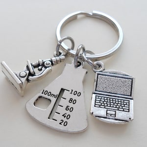 Science Lab Keychain, Laboratory Keychain, Chemistry, Microscope, Gift for Graduate, Chemist, Microbiologist Keychain, Biochemist, Doctor