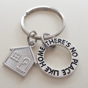 Home & There's No Place Like Home Charm Keychain, Realtor Keychain, First Home Gift Keychain, New Home Keychain Gift