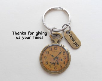 Volunteer Appreciation Gift Keychain, Bronze Clock Charm, Volunteer Gift, Employee Gift, Coworker Gift, Gift, Thank You Gift Teacher Gift