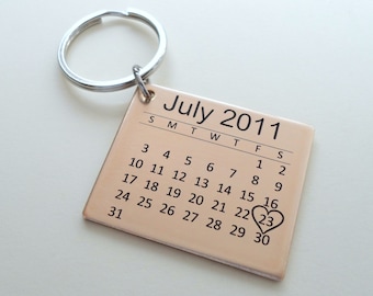 Calendar Anniversary Keychain, Couples Keychain, Boyfriend Gift, Gift for Husband, Anniversary Gift, Customized Gift, Bronze Gift