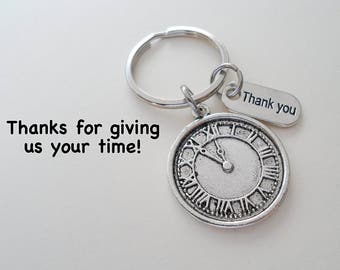 Volunteer Appreciation Gift Keychain, Clock Charm, Volunteer Gift, Employee Gift, Coworker Gift, Work Team Gift, Thank You Gift Teacher Gift