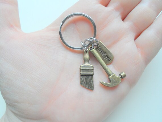 Porte-clés Marteau Outil En Métal Bronze - Pendentif Décoration - Neuf Avec étiquettes