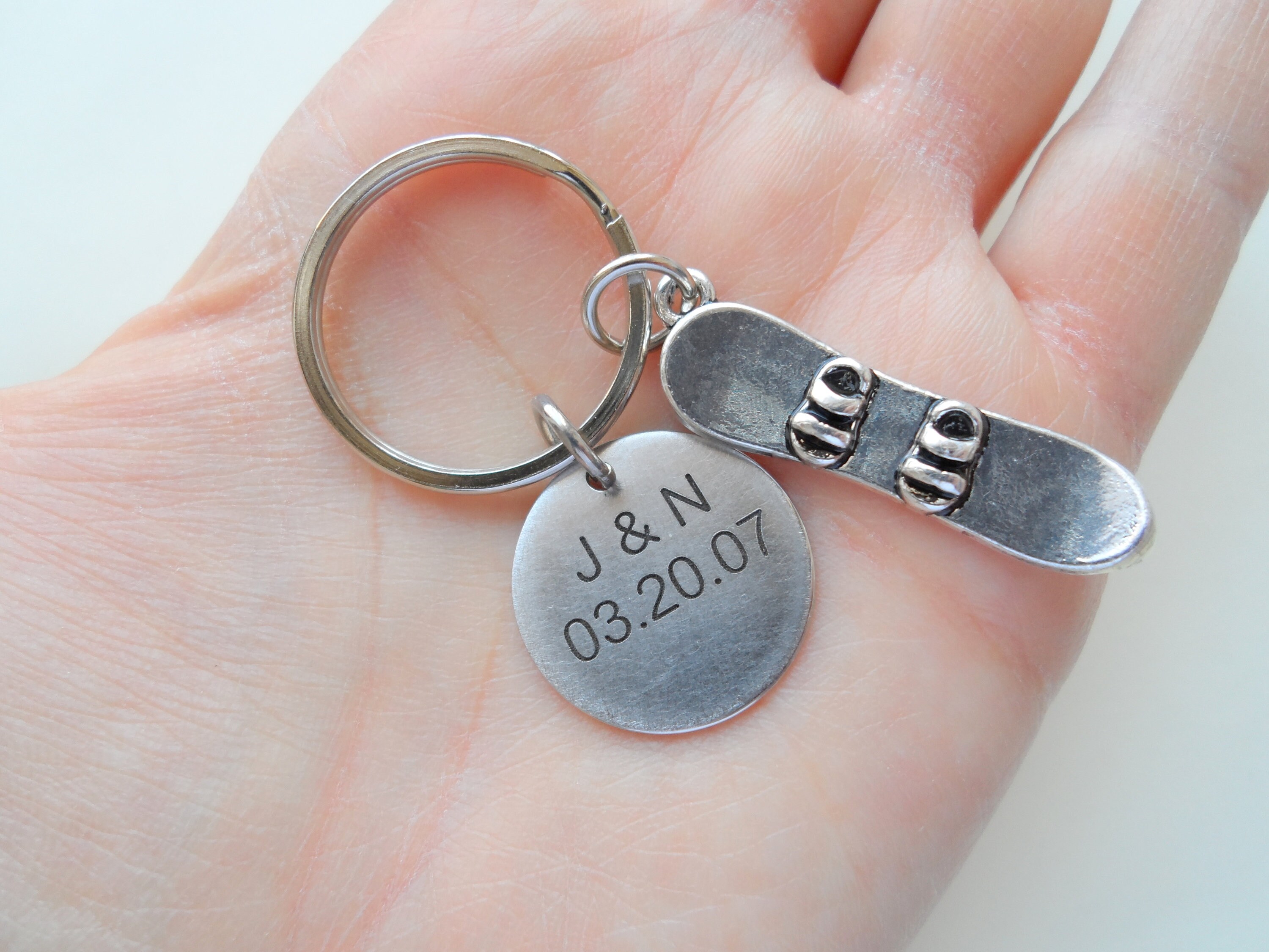 Snowboard Keychain Custom Engraved Keychain Disc Stainless Etsy
