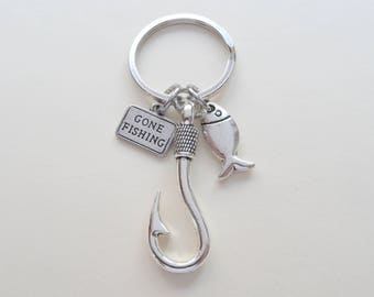 Gone Fishing Hook Keychain, Camping Keychain for Dad, Father's Day Gift Keychain, Father's Gift, Gift for Husband, Grandpa, Fisher Key Chain