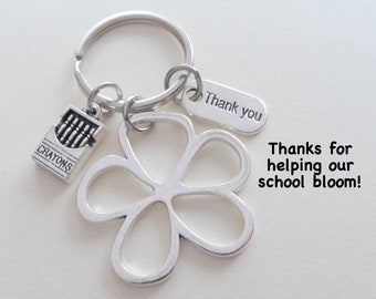 Flower Keychain, Teacher Appreciation Gift Keychain, Gift for School Volunteers, Gift for School Staff, PTA Appreciation Gift, Aide Gift