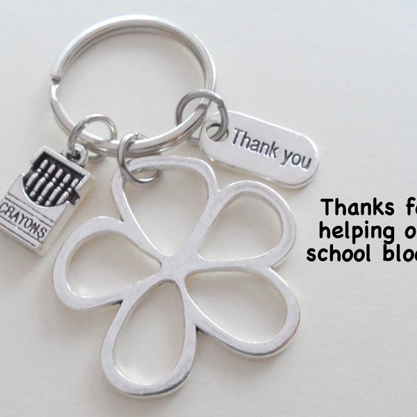 Flower Keychain, Teacher Appreciation Gift Keychain, Gift for School Volunteers, Gift for School Staff, PTA Appreciation Gift, Aide Gift