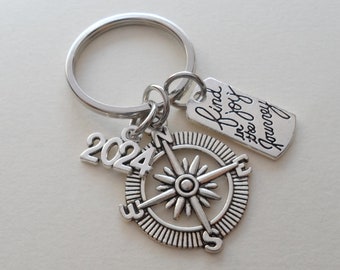 Find Joy in the Journey Compass Keychain, Graduation Gift, Gift for Graduation, Class of 2024 Graduate Gift, Going Away Gift