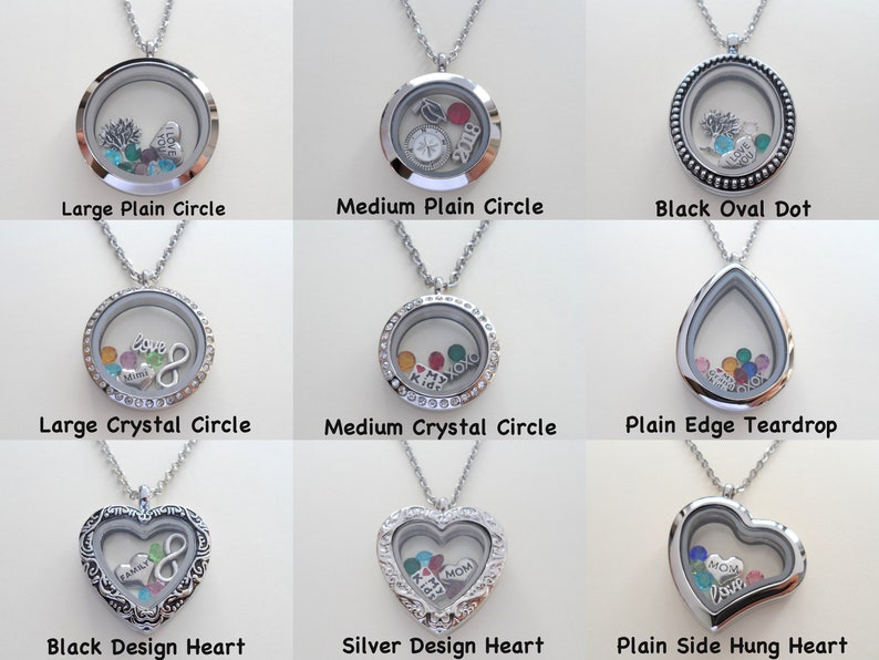Floating Charm Locket Necklace Birthstones Necklace Living Etsy