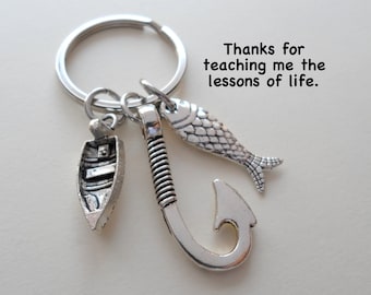 Fishing Keychain For Dad, Father's Day Gift Keychain, Fathers Gift, Gift for Dad, Fisherman Dad Key Chain