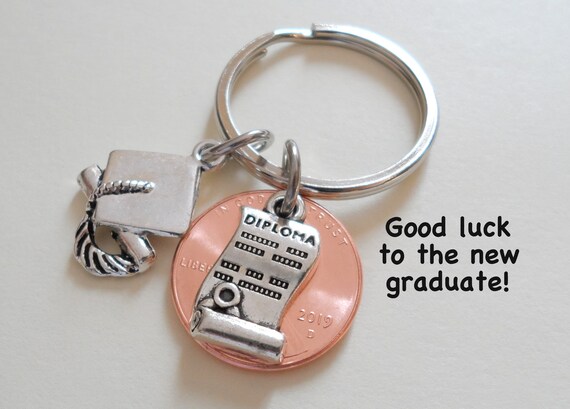 Diploma Penny Keychain Graduation Gift Lucky Penny Keychain | Etsy