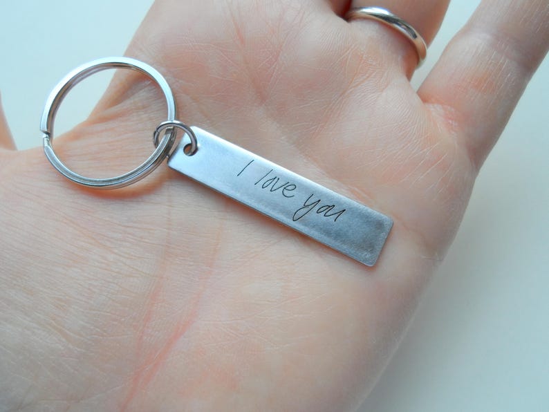 Laser Engraved Handwriting Keychain Couples Keychain Etsy