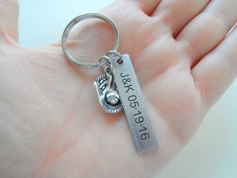 Baseball Mitt Keychain Couples Keychain Anniversary Key Ring Etsy