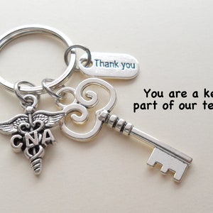 CNA Appreciation Gift Keychain, Key & CNA Charm Keychain, Employee Gift Coworker Gift, Work Team Gift, Thank you Gift