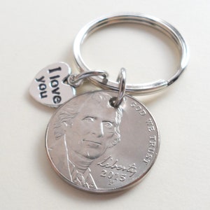 Nickel Keychain, Couples Keychain, Year Anniversary Gift, Personalized Husband Wife Key Chain, Boyfriend Girlfriend Gift, Customized
