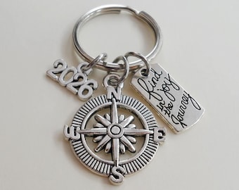 Find Joy in the Journey Compass Charm Keychain with 2026 Year Charm