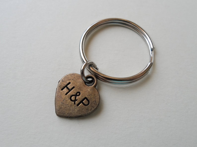 Couples Initials Keychain Couples Key Rings Initials Heart Etsy