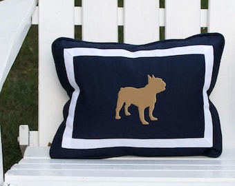 Personalisierte französische Bulldogge Liebhaber Geschenk Frenchie Silohouette Kissen