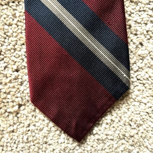 Corbata vintage de rayas de color gris azulado y granate de Robert Talbott, años 80