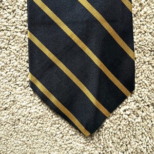 Vintage 70s Brooks Brothers Blue Gold Repp Regimental Stripe Tie Ivy