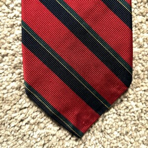 Vintage 80s Robert Talbott Red Black Green Repp Stripe Tie