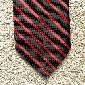 Vintage 80s Robert Talbott Black Red Repp Stripe Tie