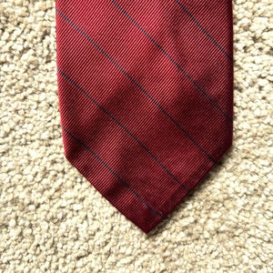 Vintage 80s Paul Stuart Red Blue Repp Stripe Tie