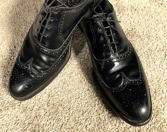 Vintage 50s Nunn-Bush Custom Grade Black Wingtips 12.5A
