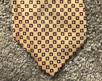Vintage 80s Brooks Brothers Yellow Red Geometric Pattern Tie
